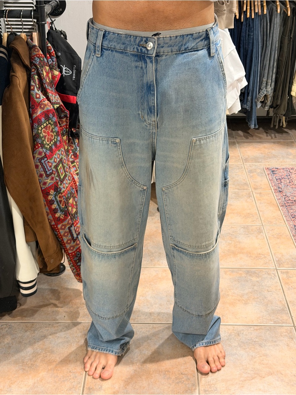 Zara pocket utility denim cargo pants